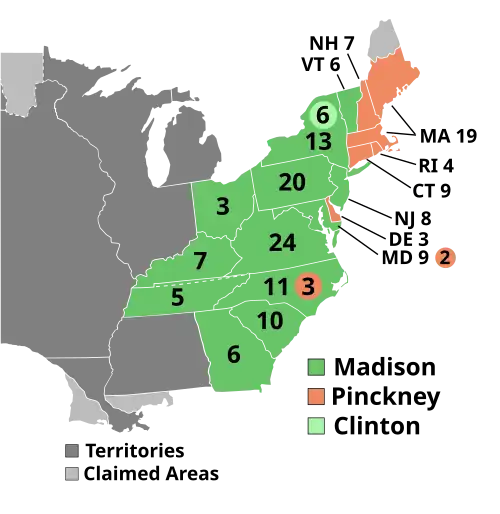 Election maps by state for election of 1808.