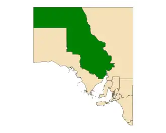 Map of South Australia with electoral district of Giles highlighted