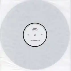 A white 12-inch vinyl of End of Summer with the single's information in black.