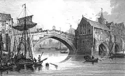 An old Ouse Bridge, York with middle arch using three rings (two "counter-arches")[12]