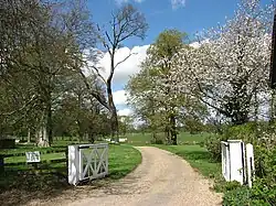 Entrance and driveway to Barningham Hall from the village of Matlask.