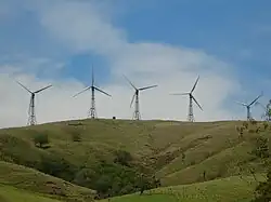 Wind turbines on Santa Rosa, south-west of Lake Arenal.
