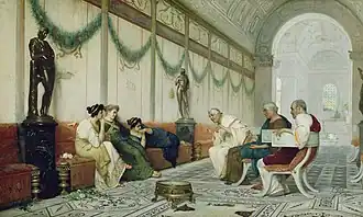 Interior of a Roman Building with Figures