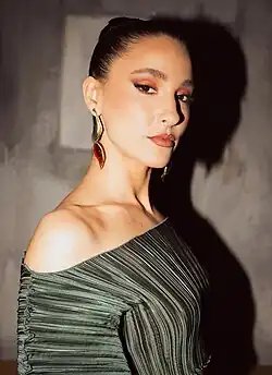 Evangelia backstage from TV interview on February 18, 2025.