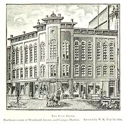 Coyl Block, 1860, NE Corner of Woodward and Monroe.