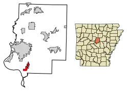 Location of Mayflower in Faulkner County, Arkansas.