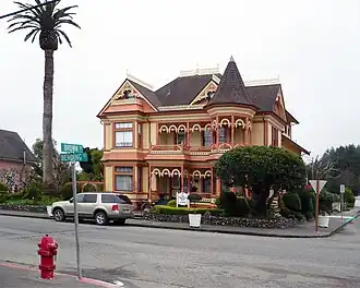 Gingerbread Mansion in Ferndale, California, built in the American Queen Anne style