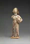 Figure of a woman; 5th century; painted plaster; height: 38.4 cm (15.1 in), width: 14.7 cm (5.8 in), depth: 9.6 cm (3.8 in); Metropolitan Museum of Art