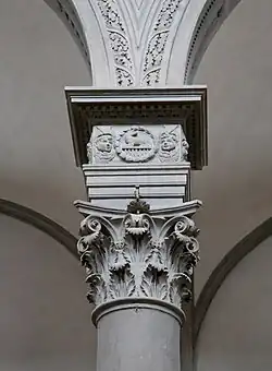 San Lorenzo, capital and elaborated impost of a column in the nave