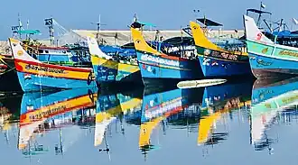 These fishing boats in India conform to a local design.