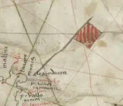 The flag of Alexandretta as shown on the Jorge Aguiar atlas, now modern İskenderun (1492)