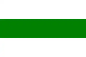 White flag with a horizontal green band in the middle