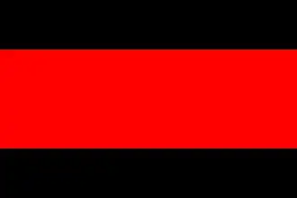 Flag with black, red and black horizontal bars