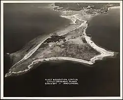 Little Chebeague Island in 1947, looking east to Great Chebeague Island