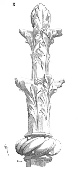 Gothic fleuron with two rays of foliage, mid-13th century, illustration from the Dictionary of French architecture from the 11th to the 16th century