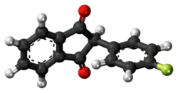 Ball-and-stick model of the fluindione molecule