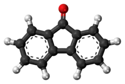 Ball-and-stick model of the fluorenone molecule
