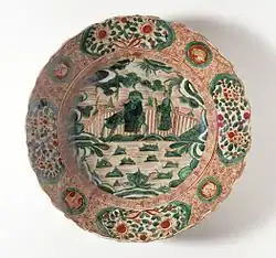 Foliated dish with landscape