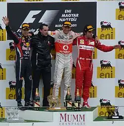 Pirelli Podium Caps worn by drivers at the 2011 Hungarian Grand Prix