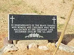 Grave dedicated to the men, women and children who were massacred by the soldiers of the US Army in Skeleton Cave.