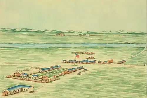 Anton Schonborn's 1870 painting of Fort Sedgwick.