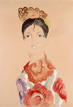 Francis Picabia, 1922, Femme Espagnole (Espagnole à la cigarette), watercolor, gouache and pencil on paper, 72 x 51&nbsp;cm, private collection