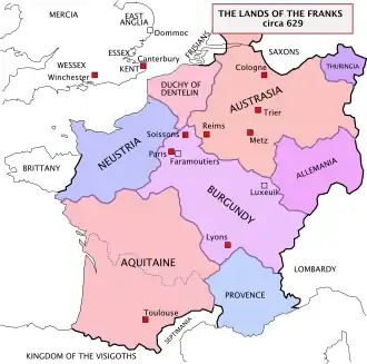 map of 7th century Frankish lands