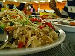 Szechwan fried rice is an Indo-Chinese dish[25]