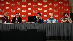 From left to right: Dan Ryckert, Jeff Bakalar, Jan Ochoa, Mike Minotti and Jeff Grubb