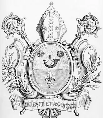 A natural horn in heraldry, crest of Gerardus Rubens.