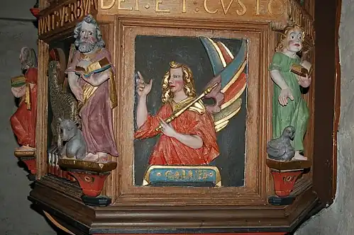 Pulpit details, angel Gabriel Credit: Arnstein Rønning
