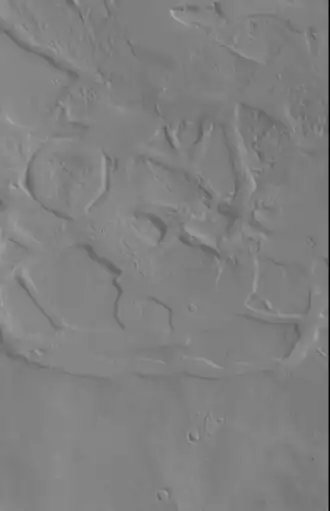 Galaxias Chaos as seen by CTX. The scene in the next image is a part of this picture.