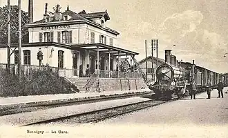 Bussigny station around 1905, with B&nbsp;3/4 of the former JS