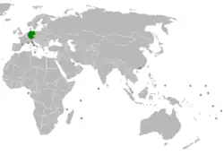 Map indicating locations of Germany and Maldives