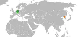 Map indicating locations of Germany and North Korea