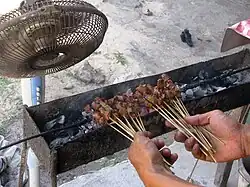 Sate kambing (lamb satay) almost done