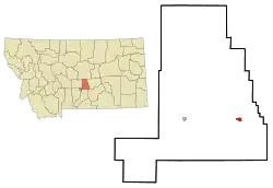 Location of Lavina, Montana