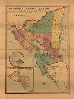 A 19th century political map of Nicaragua