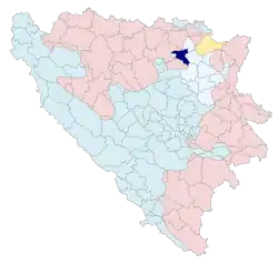 Location of Gračanica within Bosnia and Herzegovina.
