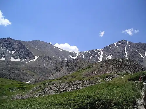 Grays Peak is the highest peak of the Front Range and the tenth-highest peak of the Rocky Mountains.