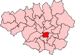 Boundary of Manchester Rusholme in Greater Manchester