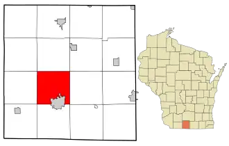 Location in Green County and the state of Wisconsin.