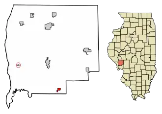 Location of Kane in Greene County, Illinois.
