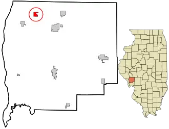 Location in Greene County and the state of Illinois.