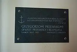 Memorial plaque to Grzegorz Przemyk
