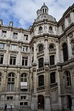 Courtyard with spiraled staircase