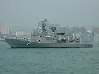 RTN frigate HTMS Naresuan FFG-421 moored in Victoria Harbour, Hong Kong