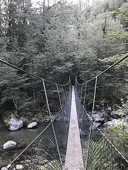 view of a simple suspension bridge