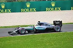 Lewis Hamilton driving the Mercedes F1 W07 Hybrid at the 2016 Austrian Grand Prix.