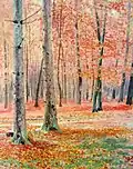 Autumn beech forest (oil on ply wood, 1921)